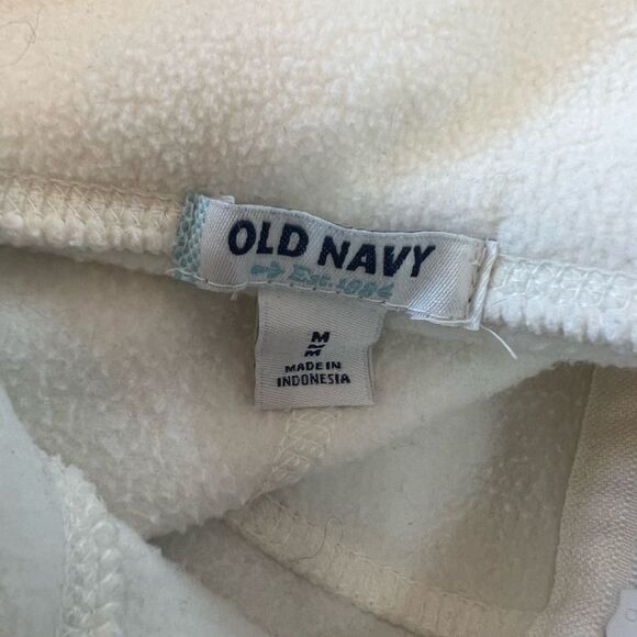 OLD NAVY Cream Fleece High Collar Zip Up Casual Spring Jacket Coat M - Picture 5 of 8